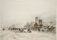 Z 067-34
<br/>
IJsgezicht bij een stad
<br/>
<em>Schelfhout, Andreas (1787-1870)</em>